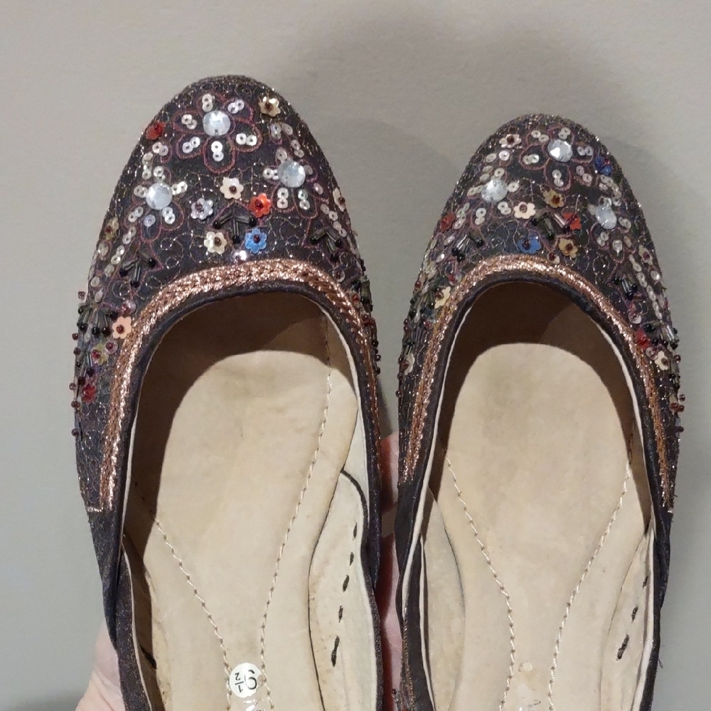 Michael Shannon Multicolor Sequin And Bead Kitten Heel Shoes, 9.5